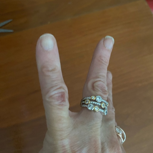 Silver and Gold Intricate Ring with Gemstones
